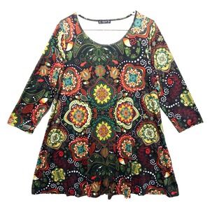Enmain Paisley Whimsical Dopamine Mini Dress Floral Maximalist Shift Womens XL